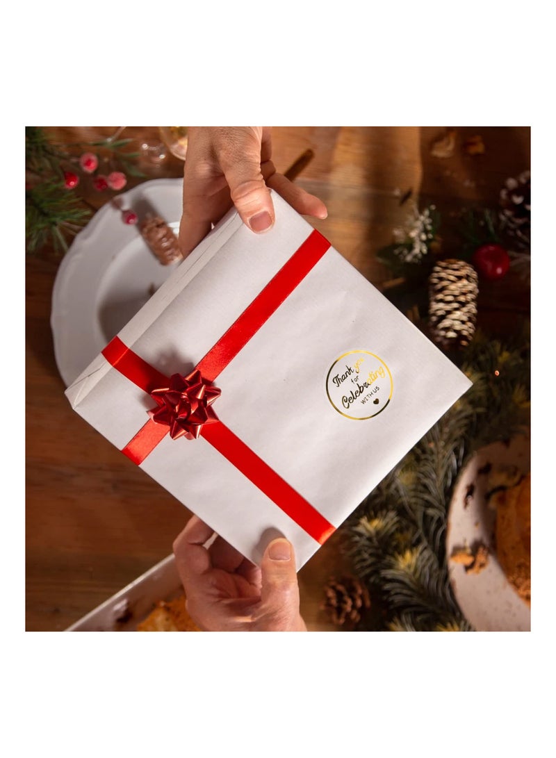 SYOSI Thank You for Celebrating with us Self-Adhesive Stickers Roll, Gold Foil Round Clear Stickers, Personalized Gift Stickers for Envelope Seals, Gift Wrapping, Gift Bags, Weddings, and Baby Shower(2pack) - Image 5