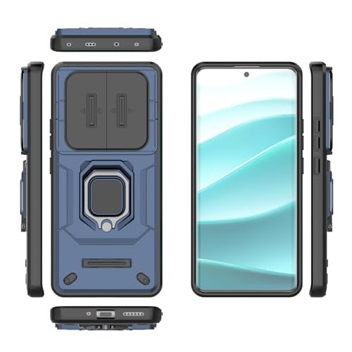 Kapa Armor Slider Back Cover for Redmi Note 14 Pro 5G / Poco X7 5G | Inbuilt Ring + Camera Slider Shockproof Lens Protection Bumper Back Case (Blue) - Image 5