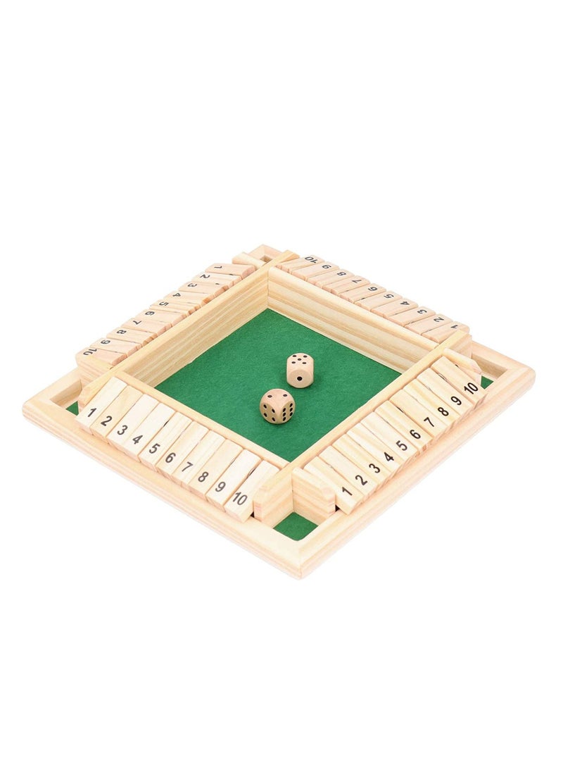JOLLITY LLC - Shut The Box Dice Game Classic 4 Sided Wooden Sturdy Portable Exquisite Board Game with Dice for Kids Adults for Learning Numbers Strategy Risk Management - Image 1