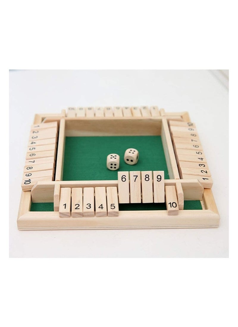 JOLLITY LLC - Shut The Box Dice Game Classic 4 Sided Wooden Sturdy Portable Exquisite Board Game with Dice for Kids Adults for Learning Numbers Strategy Risk Management - Image 1