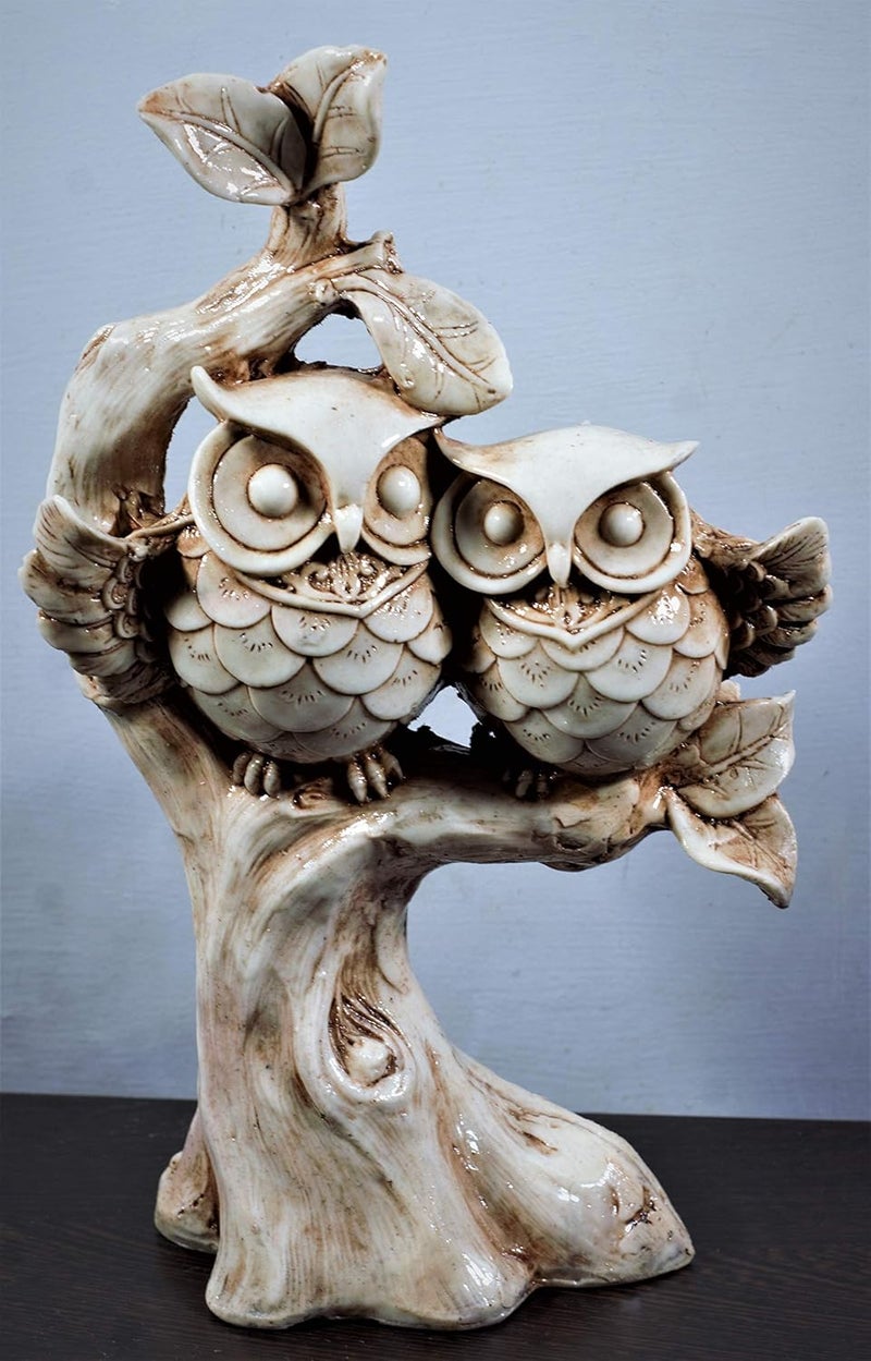 INARA Creation Polyresin Owl StatueShowpiece for Home Decoration 20 x 10 x 25 cm White - Image 1