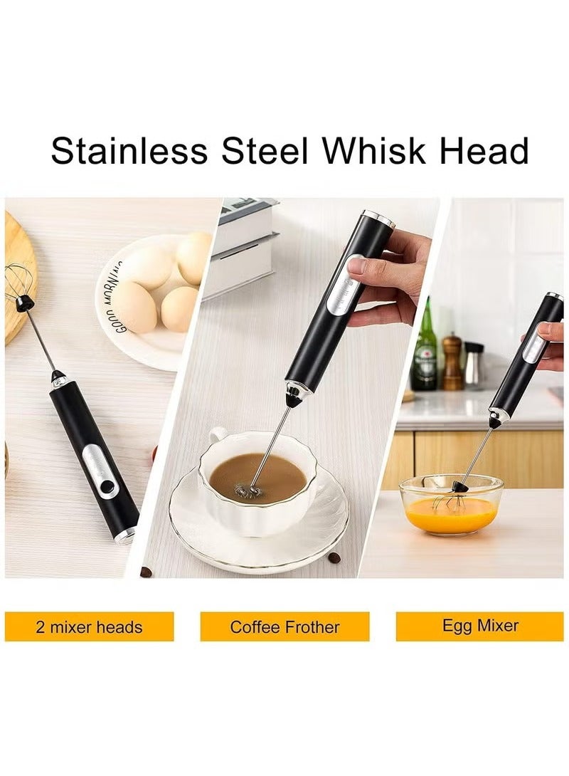 DUTUO Rechargeable Electric Foam Maker, Milk Frother Handheld Foam Maker, Drink Mixer with Stainless whisks 3 Speed Adjustable Foam Maker Blender for Bulletproof Coffee, Cappuccino (Black) - Image 3