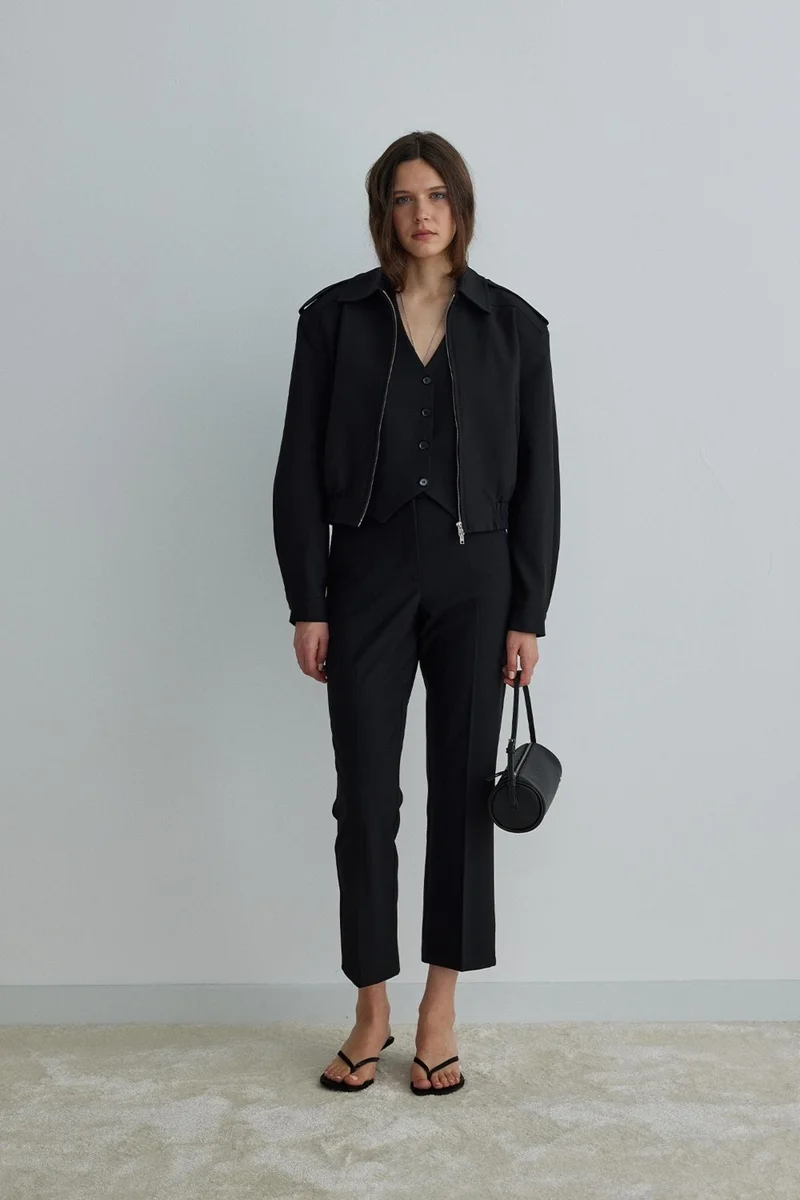 Suud Collection Saud Collection Black Copper Crop Bomber Jacket