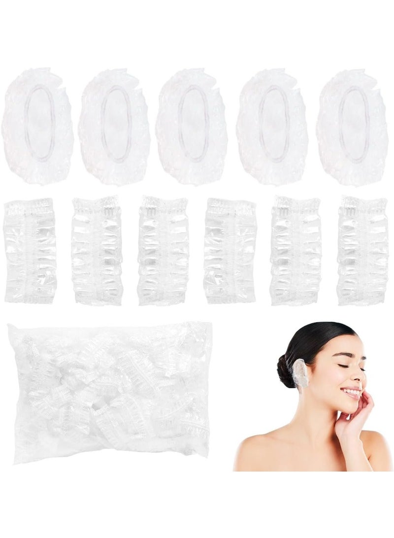 100 Pack Disposable Clear Ear Covers For Shower,dye the hair， Waterproof Plastic Ear Protectors - Image 1