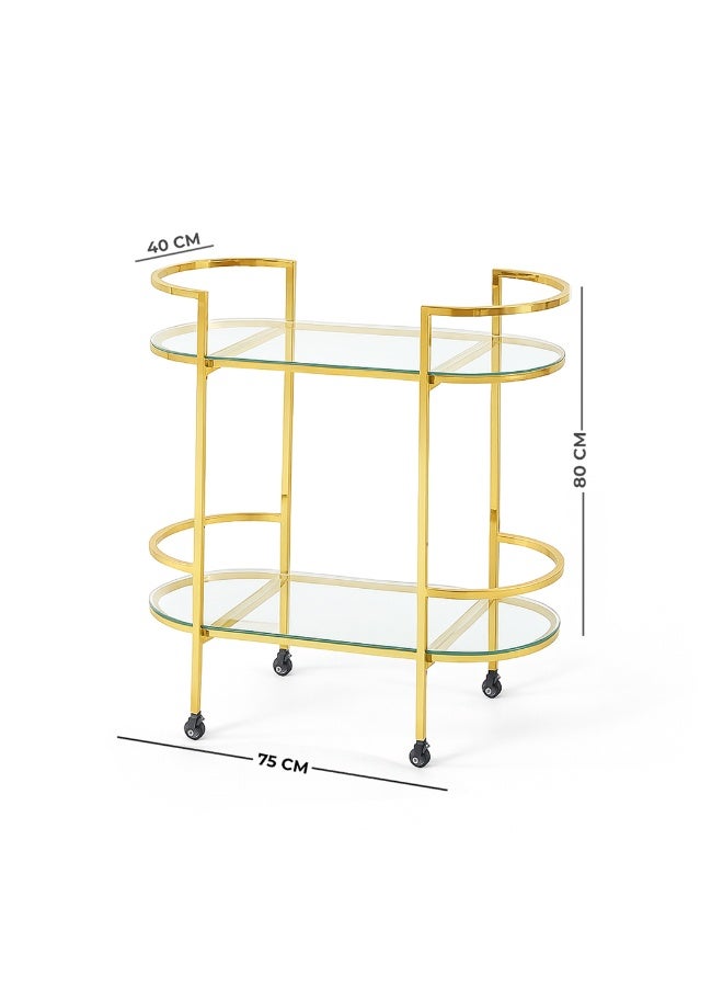 أوتاث Elegant two-tier mobile hospitality trolley for events and receptions in gold - Image 2