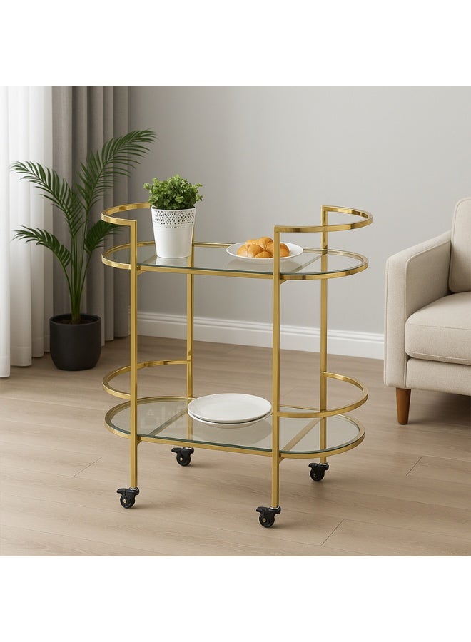 أوتاث Elegant two-tier mobile hospitality trolley for events and receptions in gold - Image 1