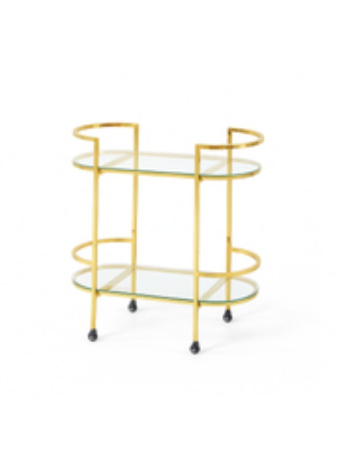 أوتاث Elegant two-tier mobile hospitality trolley for events and receptions in gold - Image 3