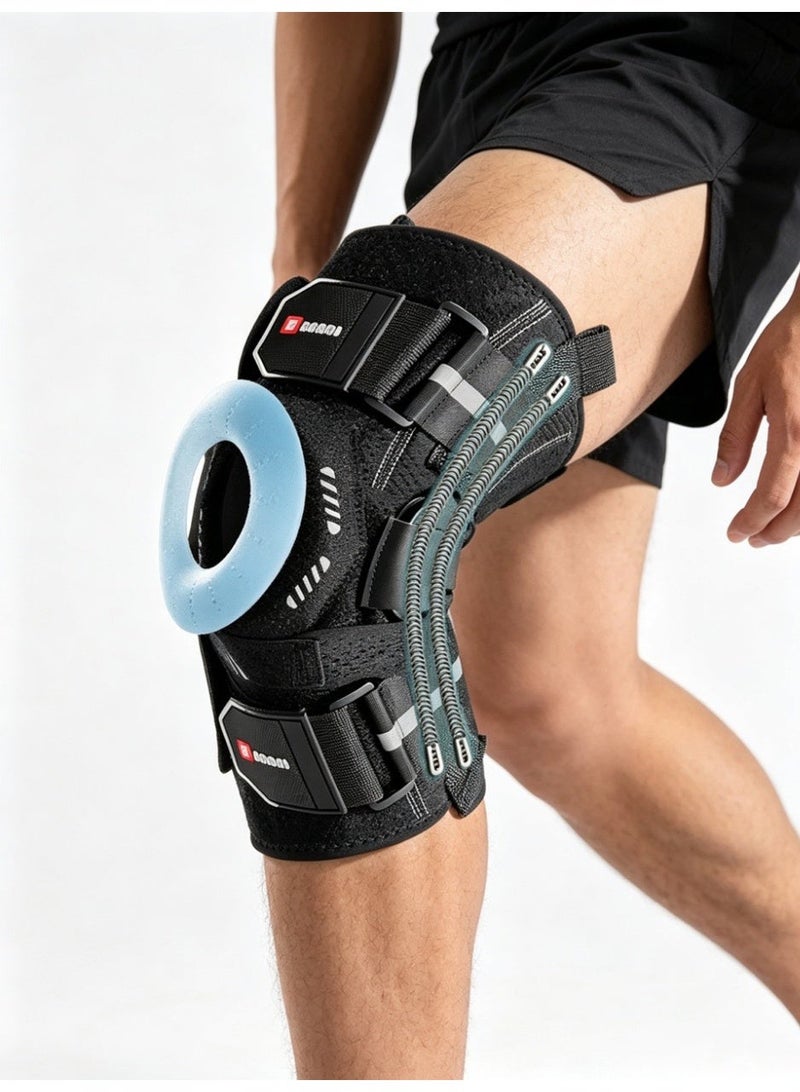 MAANGE Steel-framed Knee Brace，With Knee Support Strap and Removable Steel Plate Support. Provides Patellar Support, Meniscus and Ligament Protection. Made of Breathable and Sweat-Wicking Fabric. Suitable For Running, Fitness, Cycling and Hiking (One size fits all，Unisex). - Image 1