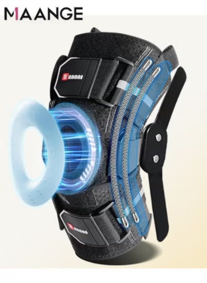 MAANGE Steel-framed Knee Brace，With Knee Support Strap and Removable Steel Plate Support. Provides Patellar Support, Meniscus and Ligament Protection. Made of Breathable and Sweat-Wicking Fabric. Suitable For Running, Fitness, Cycling and Hiking (One size fits all，Unisex). - Image 2