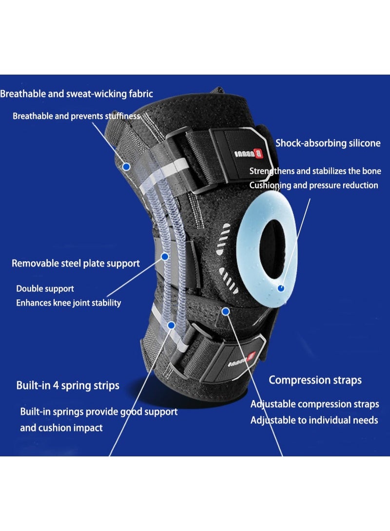 MAANGE Steel-framed Knee Brace，With Knee Support Strap and Removable Steel Plate Support. Provides Patellar Support, Meniscus and Ligament Protection. Made of Breathable and Sweat-Wicking Fabric. Suitable For Running, Fitness, Cycling and Hiking (One size fits all，Unisex). - Image 3