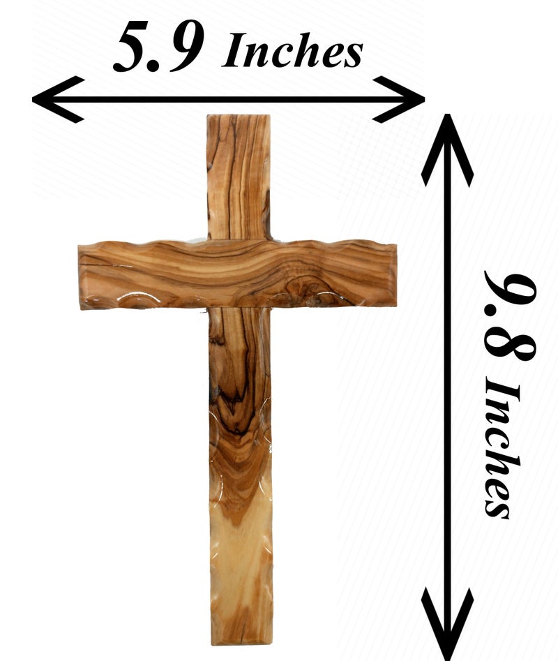 Zuluf Wooden Olivewood Plain Cross For Wall decor | Large Wall Cross Christian Religious Gift | Wall Art Home Room Décor | Jerusalem Decorative Wall Cross with Holy Land Certificate | 25cm / 9.8" - Image 4