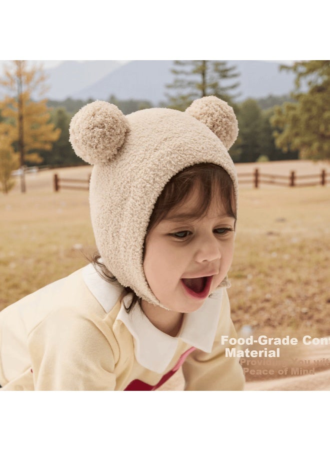 Aqpa [furry Heart Little Bear] Baby Hat Autumn Winter Ear Protection Plush Hat Pink 6-12 Months - Image 3