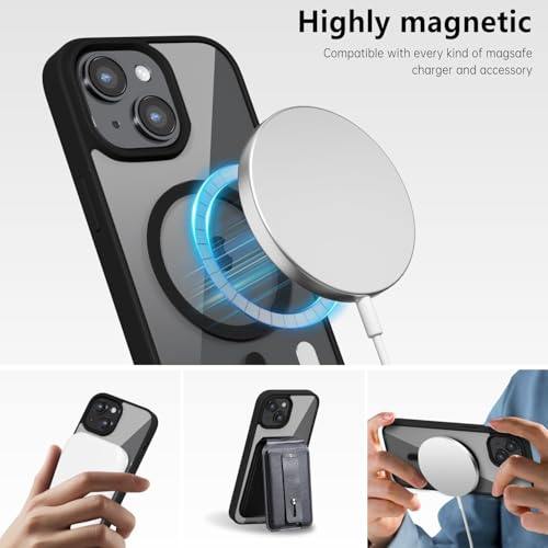 MAGICHUB Ultra-Hybrid Back Cover Case for iPhone 14 Plus Compatible with Wireless Charging | 360 Protection | Crystal Clear Hard Back Cover Case for iPhone 14 Plus (Black) - Image 4