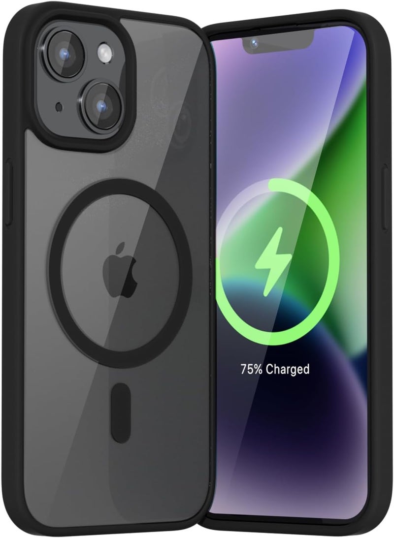 MAGICHUB Ultra-Hybrid Back Cover Case for iPhone 14 Plus Compatible with Wireless Charging | 360 Protection | Crystal Clear Hard Back Cover Case for iPhone 14 Plus (Black) - Image 1