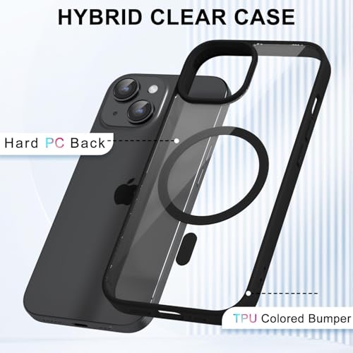 MAGICHUB Ultra-Hybrid Back Cover Case for iPhone 14 Plus Compatible with Wireless Charging | 360 Protection | Crystal Clear Hard Back Cover Case for iPhone 14 Plus (Black) - Image 3