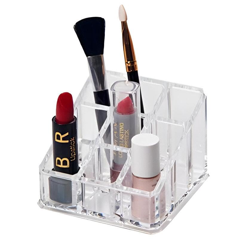 Lip Gloss Stand - 9 Grids Clear Organizer for Lipstick and Cosmetic Bottles, Perfect Display Solution for Your Makeup Essentials