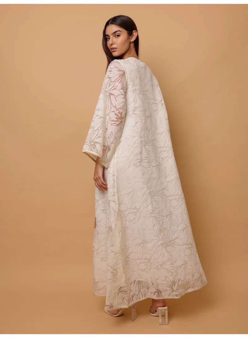 IKKXA  Elegant Sequin Floral Applique Jalabiya  | Best Price UAE