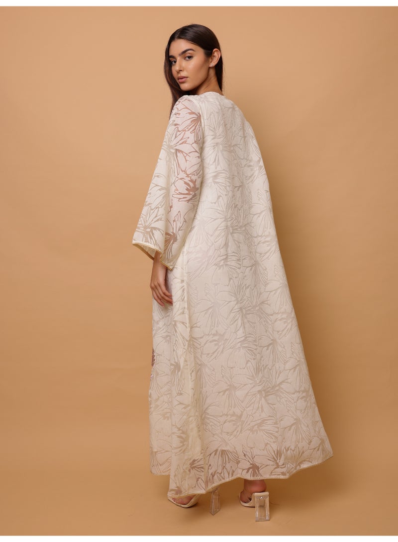 اكسا جلابية أنيقة مزينة بالترتر والزهور - Image 4