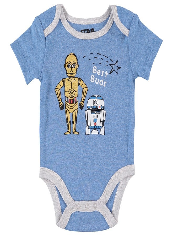 Happy Threads STAR WARS Baby Boys Bodysuit Three Pack Baby Clothes (Blue/Grey/Light Grey, 3-6 Months) (ASTB266PK) - Image 2