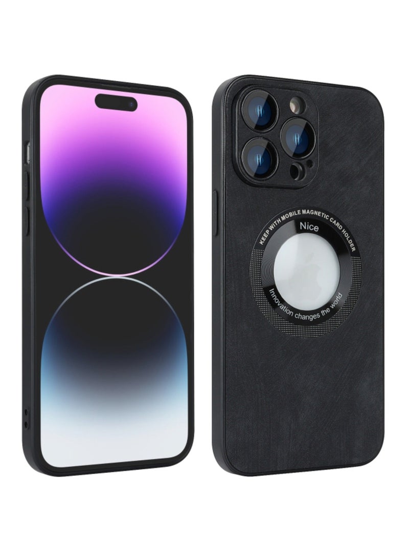 Case for Iphone 11 Pro Skin Feel Leather Magsafe Magnetic Phone Cover Black  - Image 1