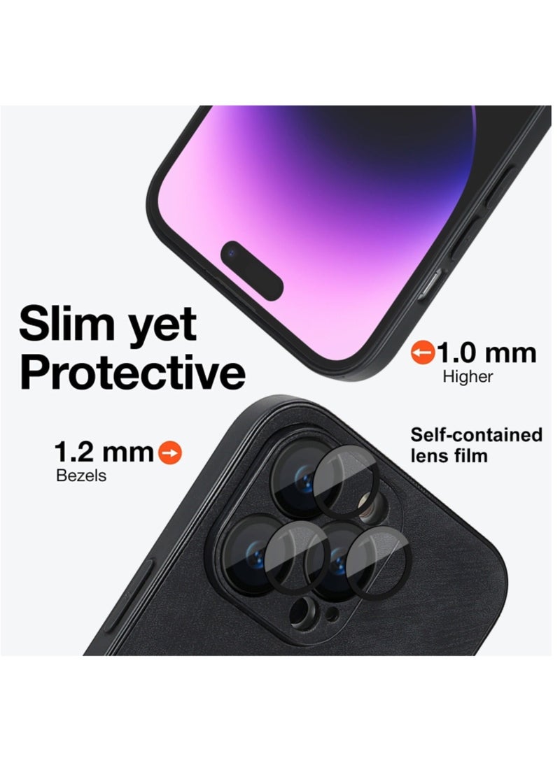 Case for Iphone 11 Pro Skin Feel Leather Magsafe Magnetic Phone Cover Black  - Image 4