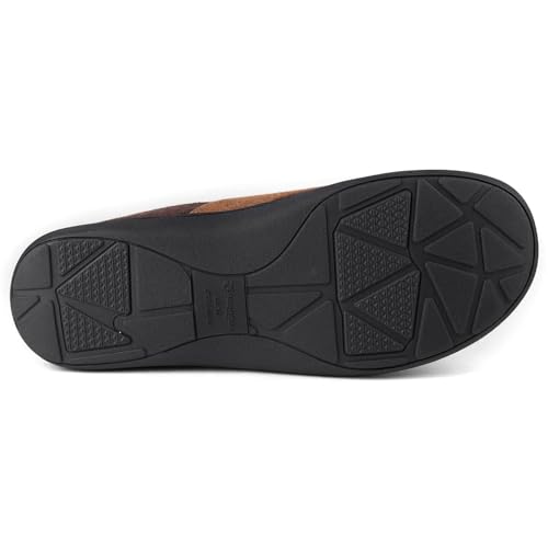 Zigzagger Men's Comfy Wool Slippers Indoor Outdoor House Shoes, Warm Soft Fur Fuzzy Fleece Lined Memory Foam Sole with Suede Upper,Coffee,12 US - Image 4