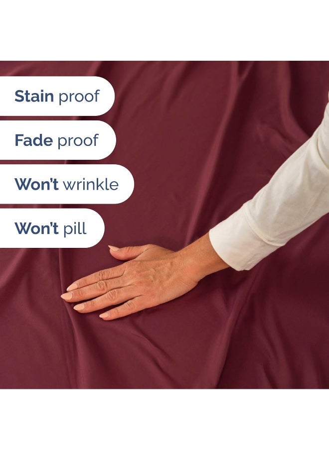 Extra Deep Split King Sheet Set - 7 Piece Breathable & Cooling Sheets - Hotel Luxury Bedding Set 18-24 Inch Extra Deep Pockets - Easy Fit, Super Soft, Wrinkle Free & Comfy - Burgundy, Split King Size