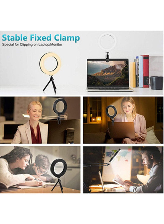 إسكدنيا ضوء حلقة LED مقاس 6 بوصات لمؤتمرات الفيديو بالكمبيوتر، ضوء ملء مباشر للكمبيوتر المكتبي، ضوء بمشبك مباشر، اللون: مصباح بمشبك مؤتمر B - Image 3