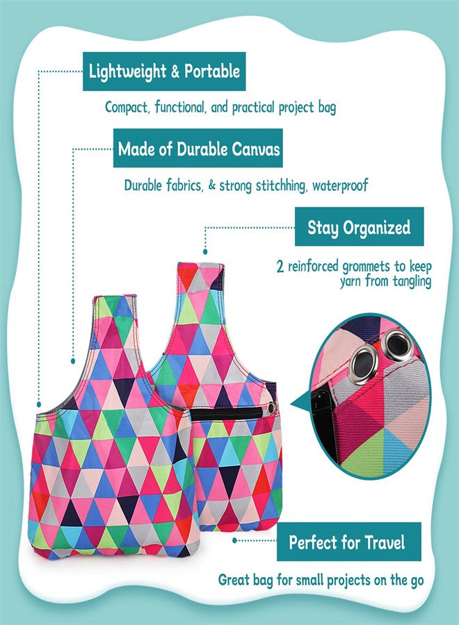 KASTWAVE Knitting Tool Storage Tote Bag Lightweight Travel Knitting Yarn Storage Bag Organizer Empty Portable Knit Wrist Bag for Holding Yarn, Crochet Hooks, Crochet Needles, Knitting Supplies - Image 4