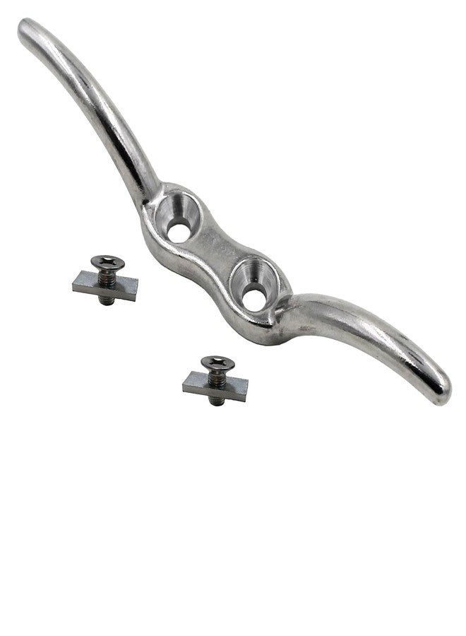 Pmsanzay Stainless Steel 316 Cord Cleat, 6" Rope Cleat Anchor Cleat, with Quick Release Track Rail Adapter Hardware for Kayak Boat Canoes Track Mount - No Track - No Drilling - Image 1