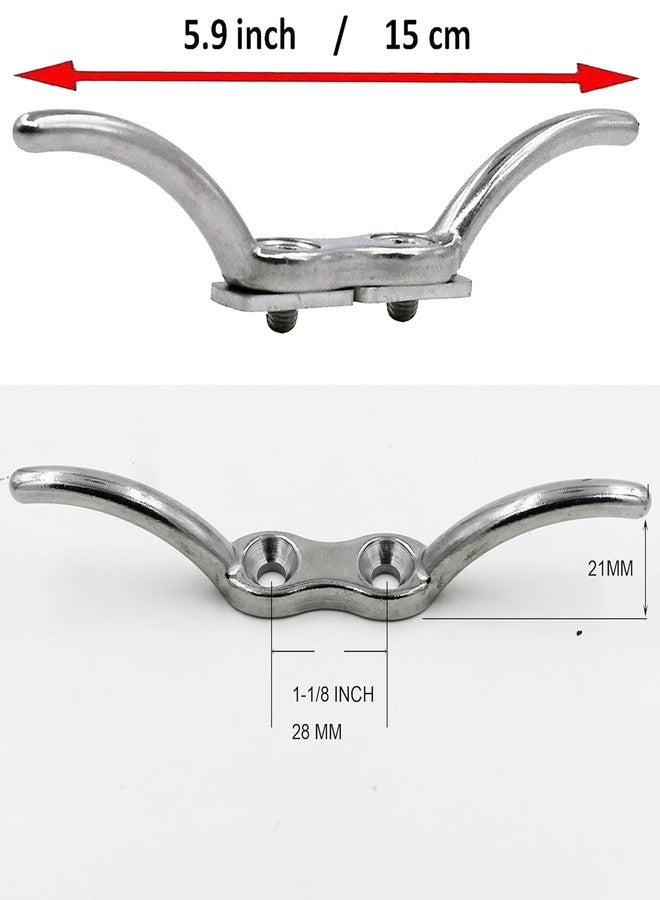 Pmsanzay Stainless Steel 316 Cord Cleat, 6" Rope Cleat Anchor Cleat, with Quick Release Track Rail Adapter Hardware for Kayak Boat Canoes Track Mount - No Track - No Drilling - Image 2