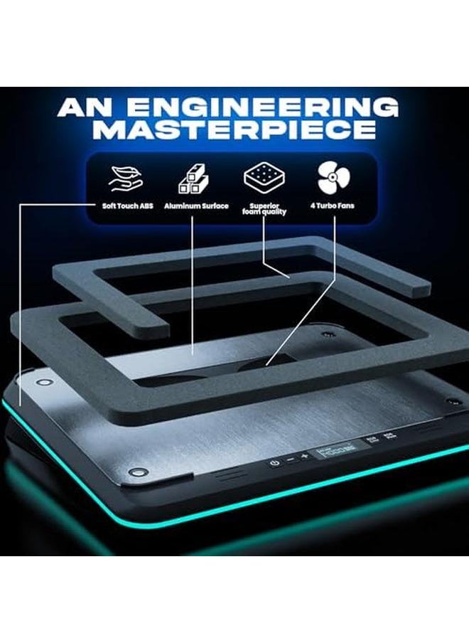 erorex - Turbofrost Gaming Laptop Cooling Pad 4 Powerful Turbo Fans Up To 16000 Rpm Laptop Cooler 2 Power Modes Usb C Dc Dynamic Rgb 4 Ports Usb Sealed Foam For Fast Cooling For Laptops Up To 17In - Image 1