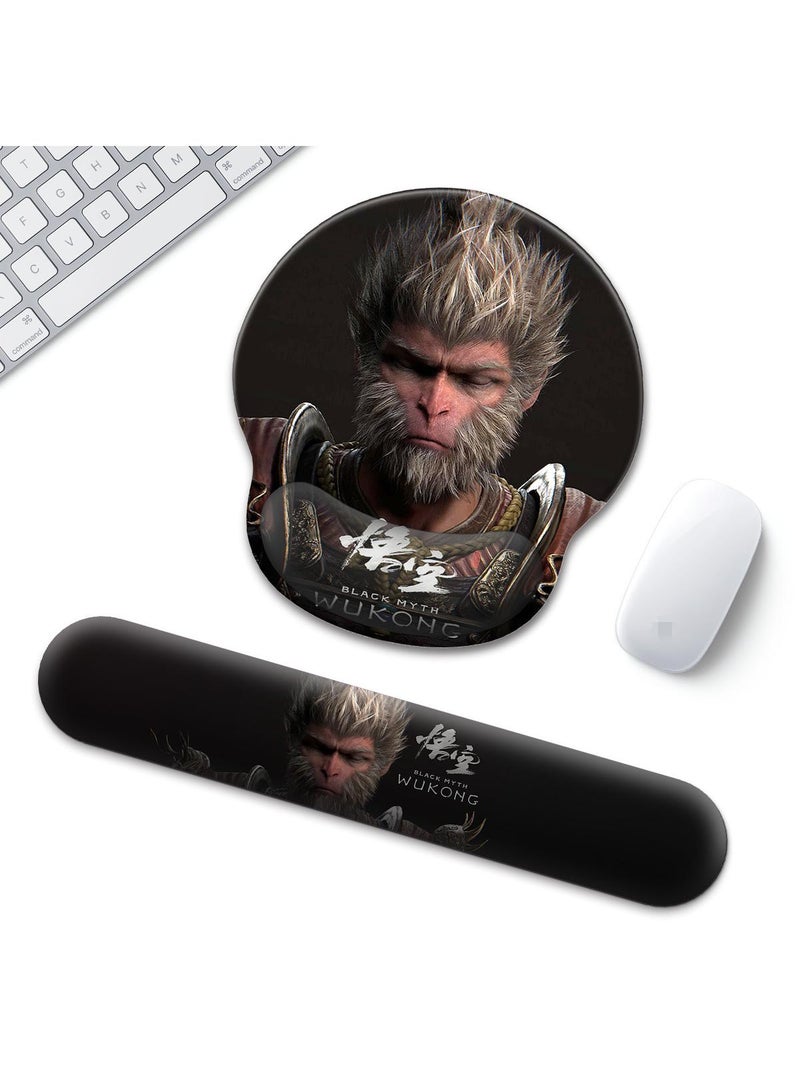 Y&D Black Myth Wukong Enlarged Superfine Fiber Soft Smooth Memory Foam Ergonomic Mouse Pad Keyboard Wrist Rest Comfortable for Desktop Laptop Mac or Gaming Stress Free Typing - Image 1