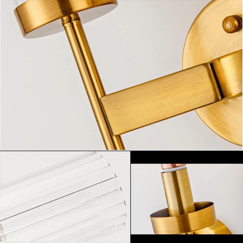 MIORAH Miorah Gold Clear Tube Glass Long Wall Light Gold Warm WhiteCorded Electric Wall LampBathroom Light Fixtures Modern Wall Vanity Light Kitchen Bedroom Living Room Double  - Image 4