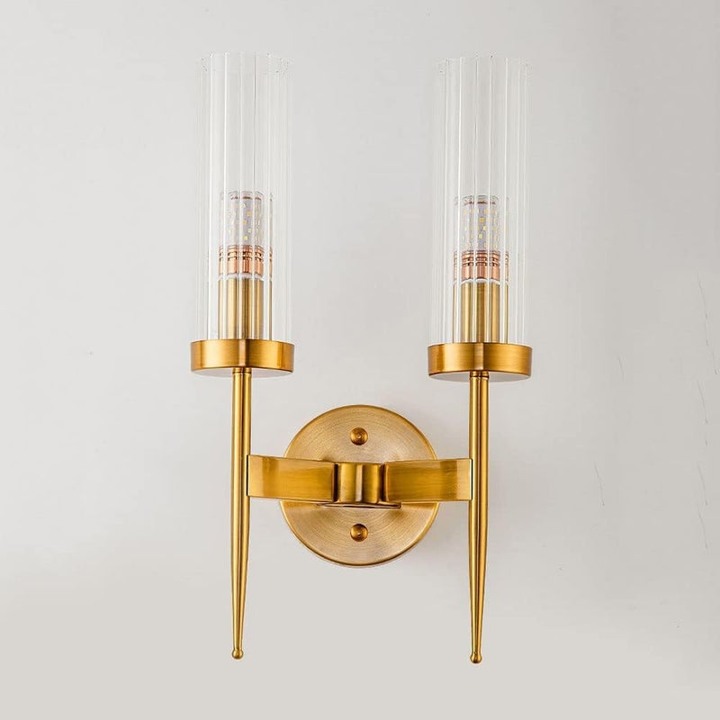 MIORAH Miorah Gold Clear Tube Glass Long Wall Light Gold Warm WhiteCorded Electric Wall LampBathroom Light Fixtures Modern Wall Vanity Light Kitchen Bedroom Living Room Double  - Image 1