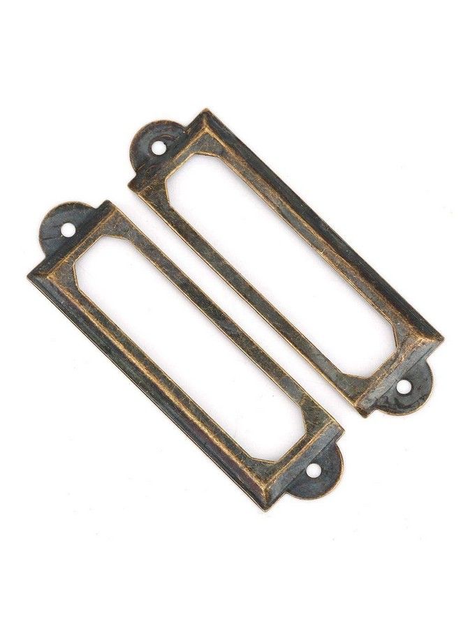 Hztyyier 20Pcs Metal Label Holder Antique Name Card Frame Office File Cabinet Drawer Name Card Cupboard Carpenter Repair Decoration (Green Bronze) - Image 4