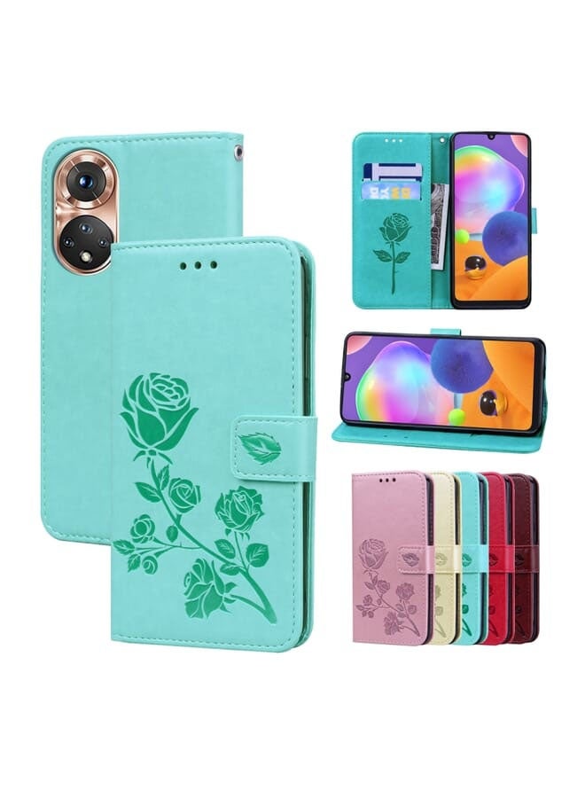 Protective Case Cover for Honor 50 – Rose Embossed Leather Wallet Case - Image 1