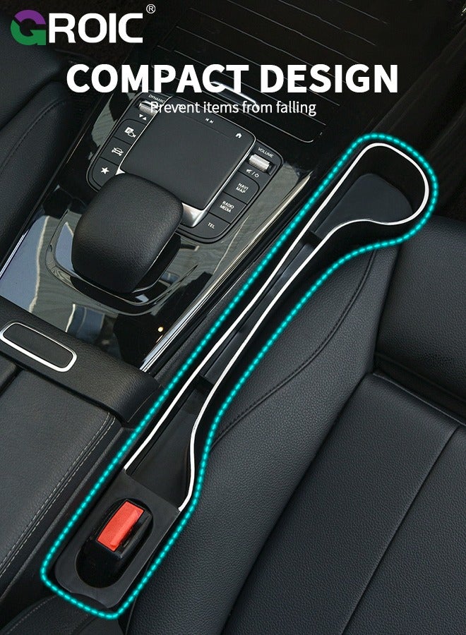 GROIC 2 Pcs Front Seat Side Pocket, Car Seat Gap Filler, Car Side Seat Organizer Filler Box, Portable Car Seat Organiser Space Saving Storage Box for Cards, Pencil, Phones - Image 3