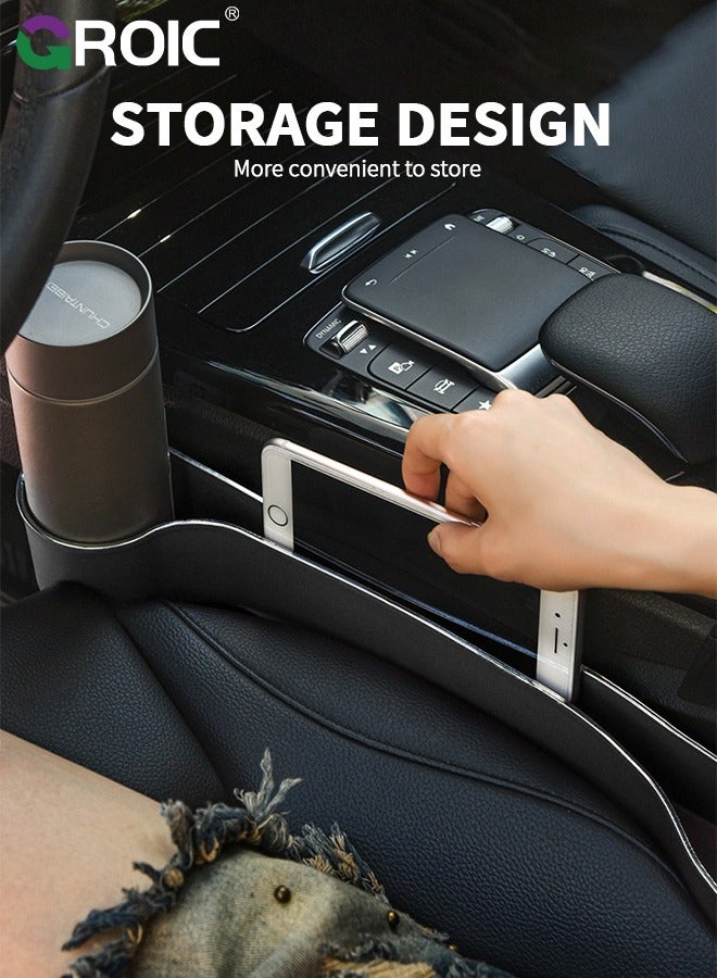 GROIC 2 Pcs Front Seat Side Pocket, Car Seat Gap Filler, Car Side Seat Organizer Filler Box, Portable Car Seat Organiser Space Saving Storage Box for Cards, Pencil, Phones - Image 4