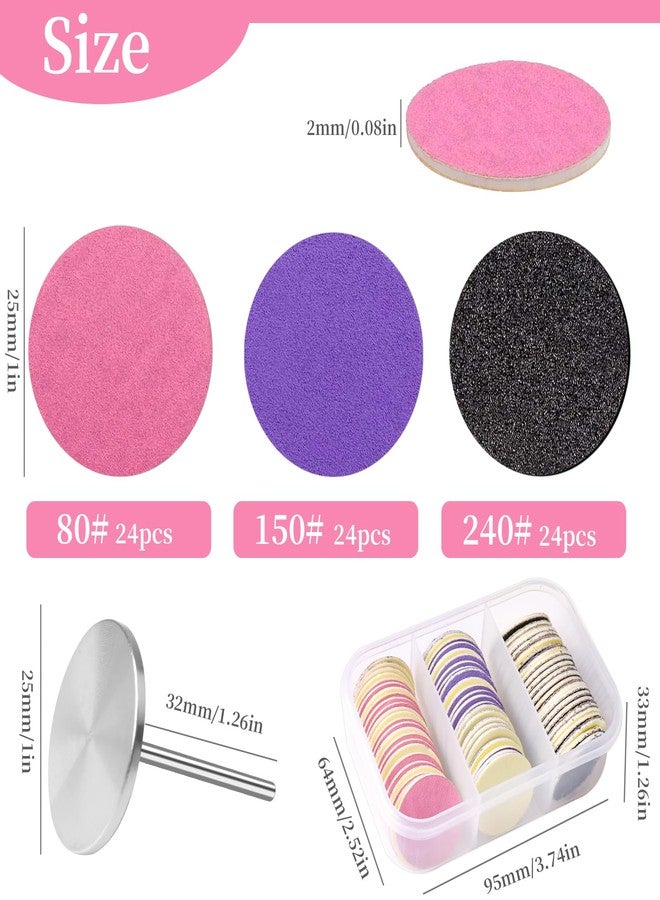heemeei 72Pcs Sanding Paper Discs and Metal Nail Drill Bit 25mm Replacement Sandpaper Disk for Manicure Pedicure Supplies Tools, Foot File for Dead Skin Foot Callus Remover(80#150#240# Grits)… - Image 2