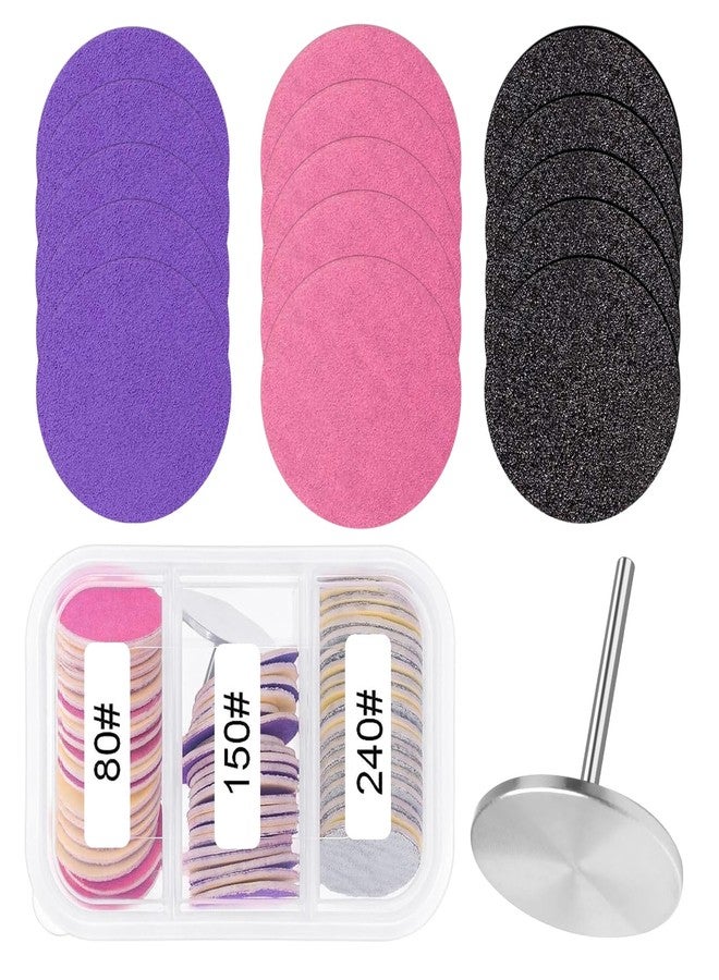 heemeei 72Pcs Sanding Paper Discs and Metal Nail Drill Bit 25mm Replacement Sandpaper Disk for Manicure Pedicure Supplies Tools, Foot File for Dead Skin Foot Callus Remover(80#150#240# Grits)… - Image 1