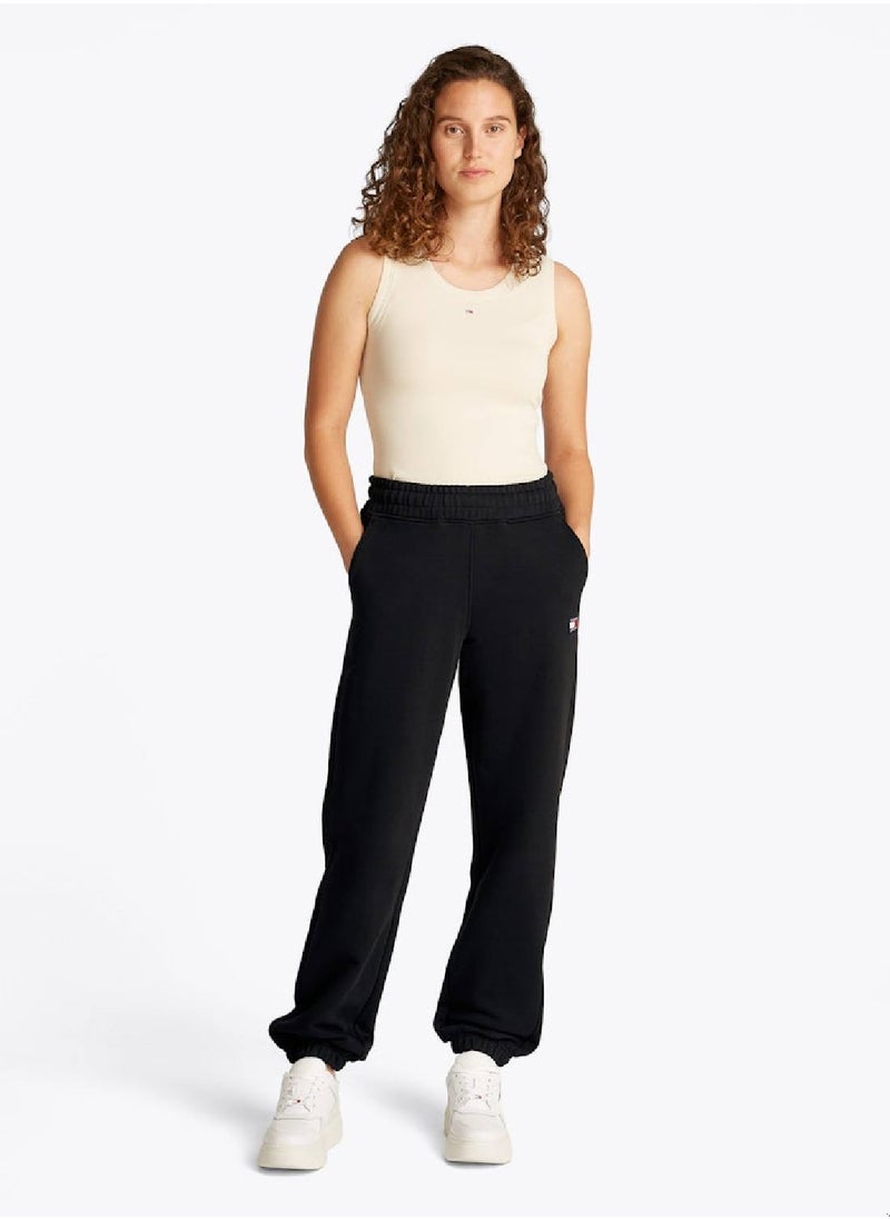 TOMMY JEANS Women's Badge Logo Joggers - Cotton, Black  - Image 3