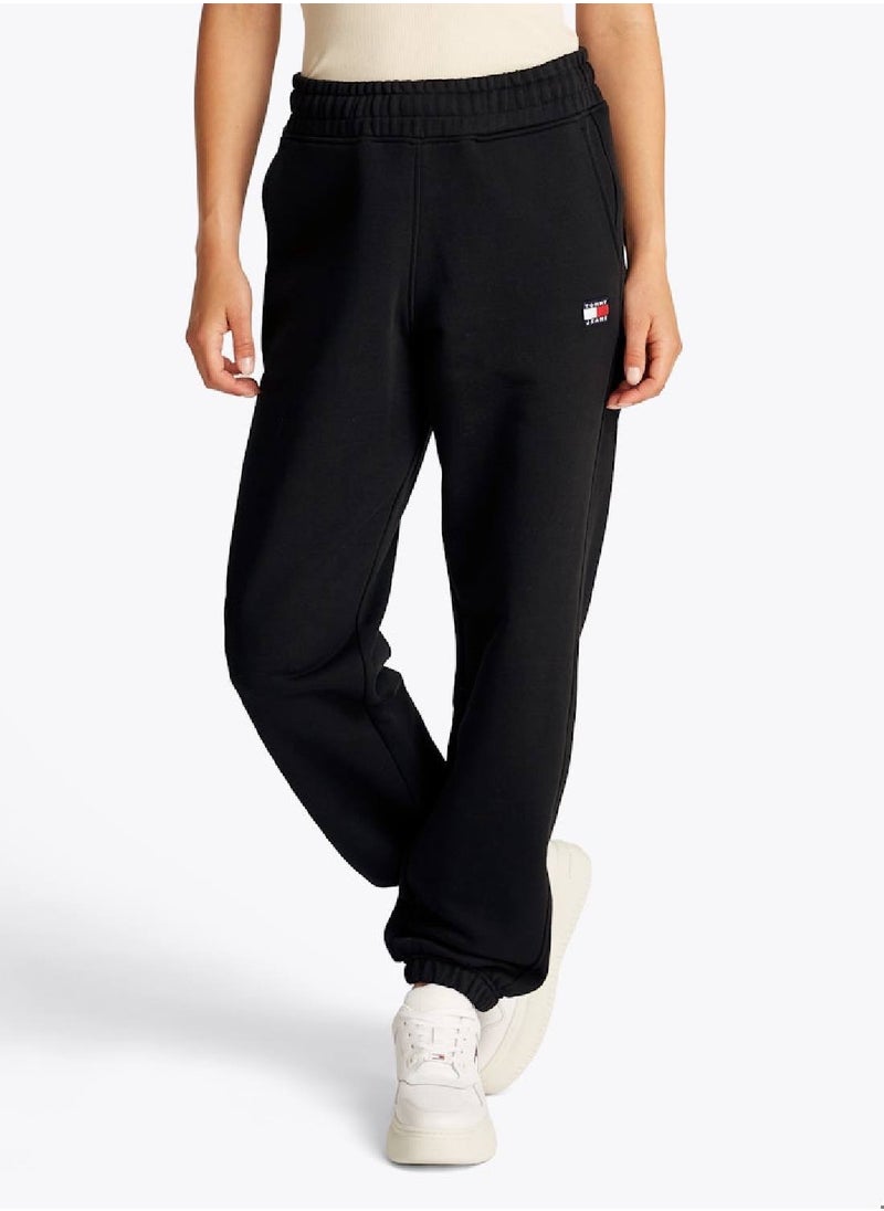 TOMMY JEANS Women's Badge Logo Joggers - Cotton, Black  - Image 1