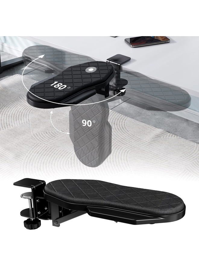 CABTE Ergonomics Desk Extender Tray, Table Mount Arm Wrist Rest Shelf, 90° Foldable Elbow Arm Support,Foldable, 180° Swivel, Computer Desk Extender Tray for Home and Office (Folding and Rotating) - Image 1