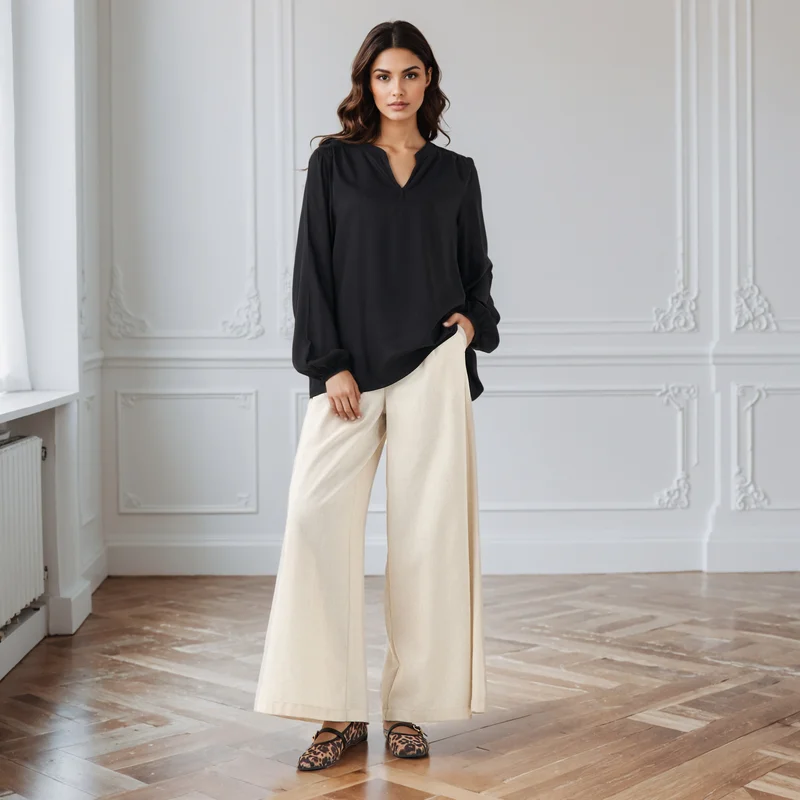 سبلاش فيڤ Regular Fit Viscose V-neck Top