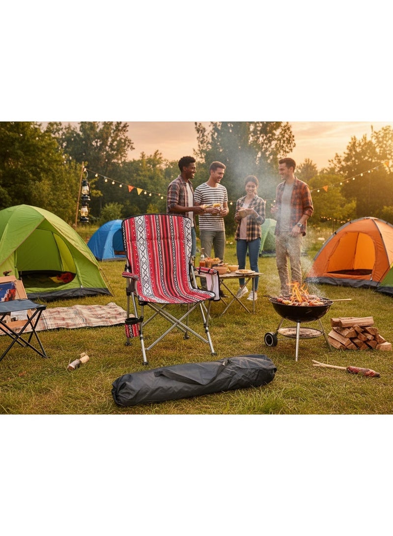 GO2CAMPS Premium Foldable Heritage Sadu Red Camping Chair with Cup Holder – Traditional Arab Design | Portable Lightweight Outdoor Seat with Armrests | Heavy-Duty Frame for Desert, Beach, BBQ, and Majlis | Supports Up to 150 Kg | Trip Chair,Camping,Gardening,Fishing,Travel,Picnic and Festivals [ SADU RED ] - Image 4