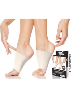 Physix Gear Sport Physix Gear Arch Support Bands for Foot discomfort comfort - Arch comfort Compression Bands, Arch Support Band for Plantar Fasciitis, Arch Compression Support, Arch Sleeves, Foot Arch, Beige, XL 