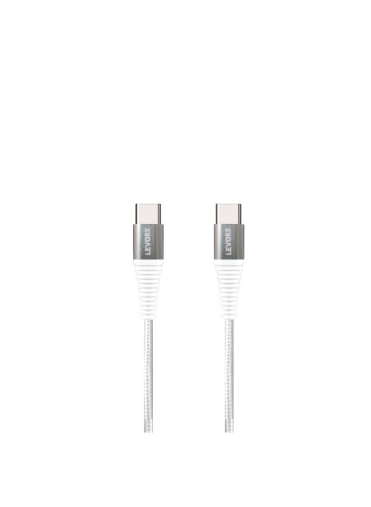 ليفور سلك شاحن نوع سي إلى نوع سي 1 متر نايلون - أبيض