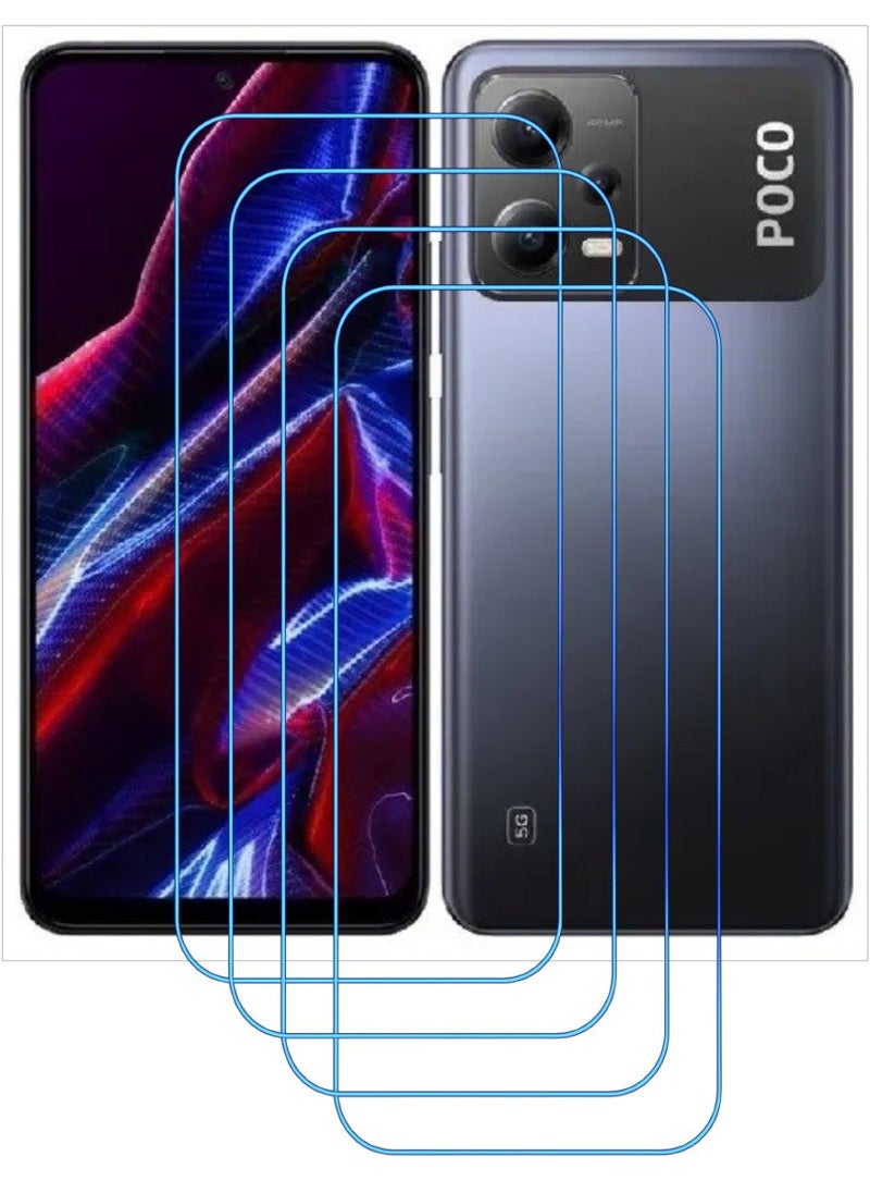ACLIX 4 Pieces Antistatic ESD Dustproof Premium Quality High Definition Clear Tempered Glass Screen Protector Designed For Xiaomi Poco X5 - Image 1