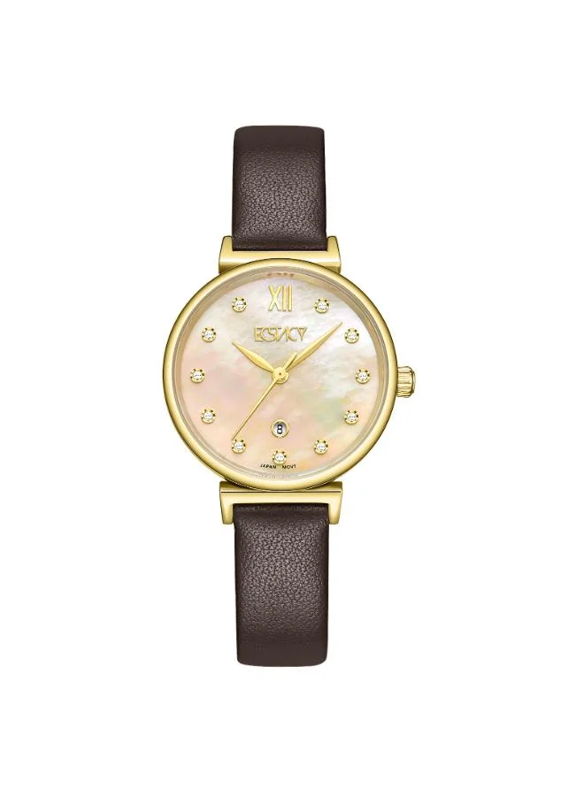 إكستاسي Women's Leather Analog Watch E25507-GLDMC - 30mm mm